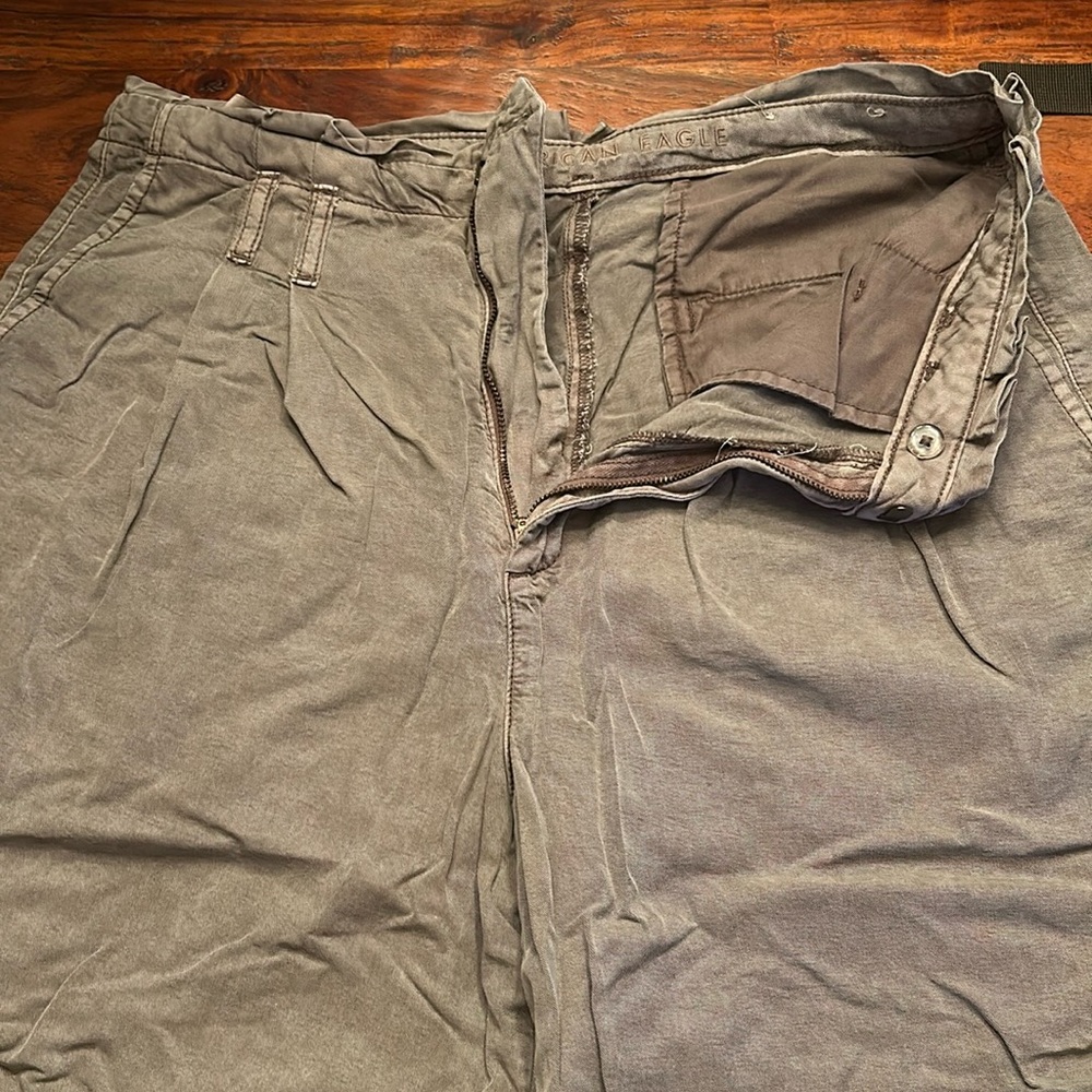 American eagle high rise paper bag waisted wide leg capris